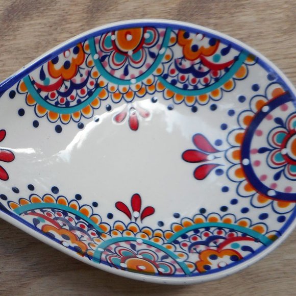 Dash of That Other - New! Dash of That White & Floral Large Ceramic Spoon Rest